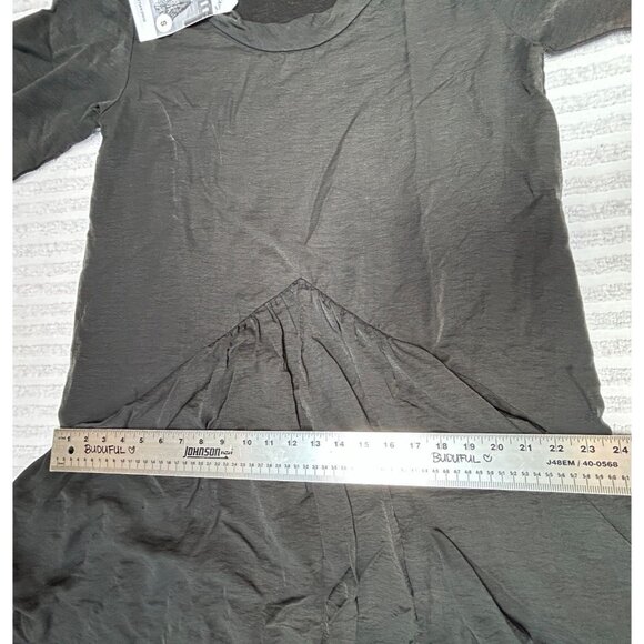 Cynthia Ashby Black Venetian Dress Small 3/4 Sleeve Ruched Front Lagenlook New - Picture 7 of 9